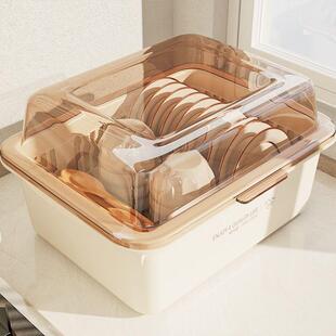 大容量碗架带盖子碗筷收纳盒餐具碗碟盖沥水架盘子置物架奶瓶收纳