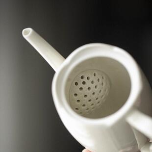 宋代草木灰花口水滴壶 文人器 陶瓷茶壶功夫茶具创意冲茶器带过滤