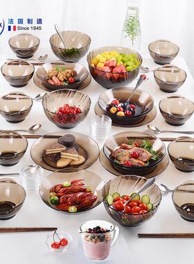 duralex多莱斯家用餐具碗盘碟碗筷北欧简约钢化玻璃碗全家福套装