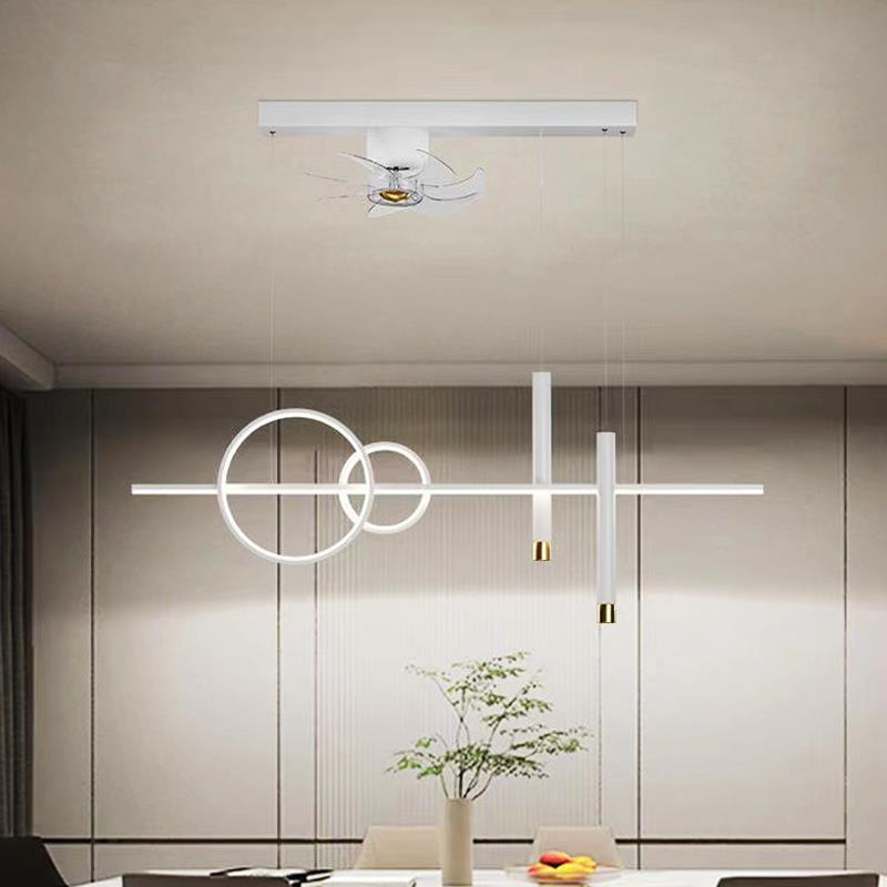 餐厅吊灯带风扇灯摇头简约吊扇餐桌饭厅吧台电风扇一体2023年新款