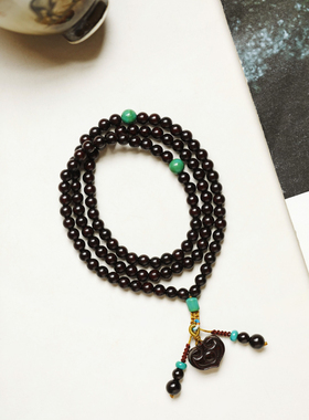 吴山居紫檀原创手链木质简约手链盘玩文玩念珠送礼饰品 紫檀老料