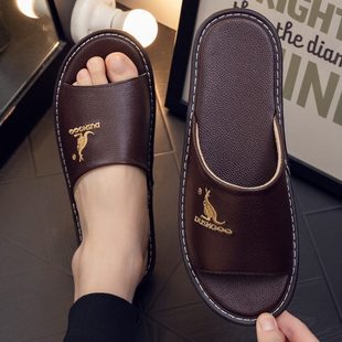 真皮士软底 牛皮室内防滑居家男夏季 袋鼠凉拖鞋 女防臭夏季 家居拖鞋