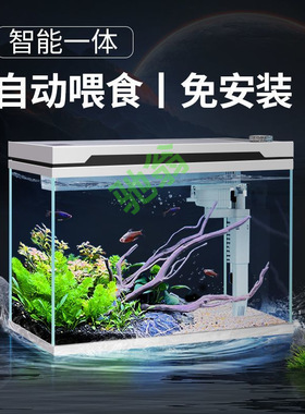 yut2024新款自动喂食免换水免安装恒温除菌生态超白玻璃客厅小型