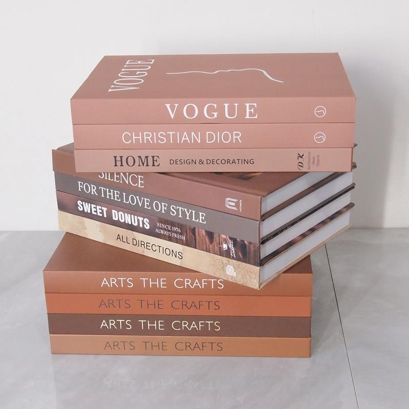 棕色咖色系装饰书 样板间陈列道具书摆件 样板房摆场可翻页仿真书