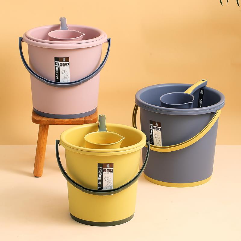 【加固压圈】加厚桶盆套装水桶脸盆家用塑料手提桶学生宿舍圆桶