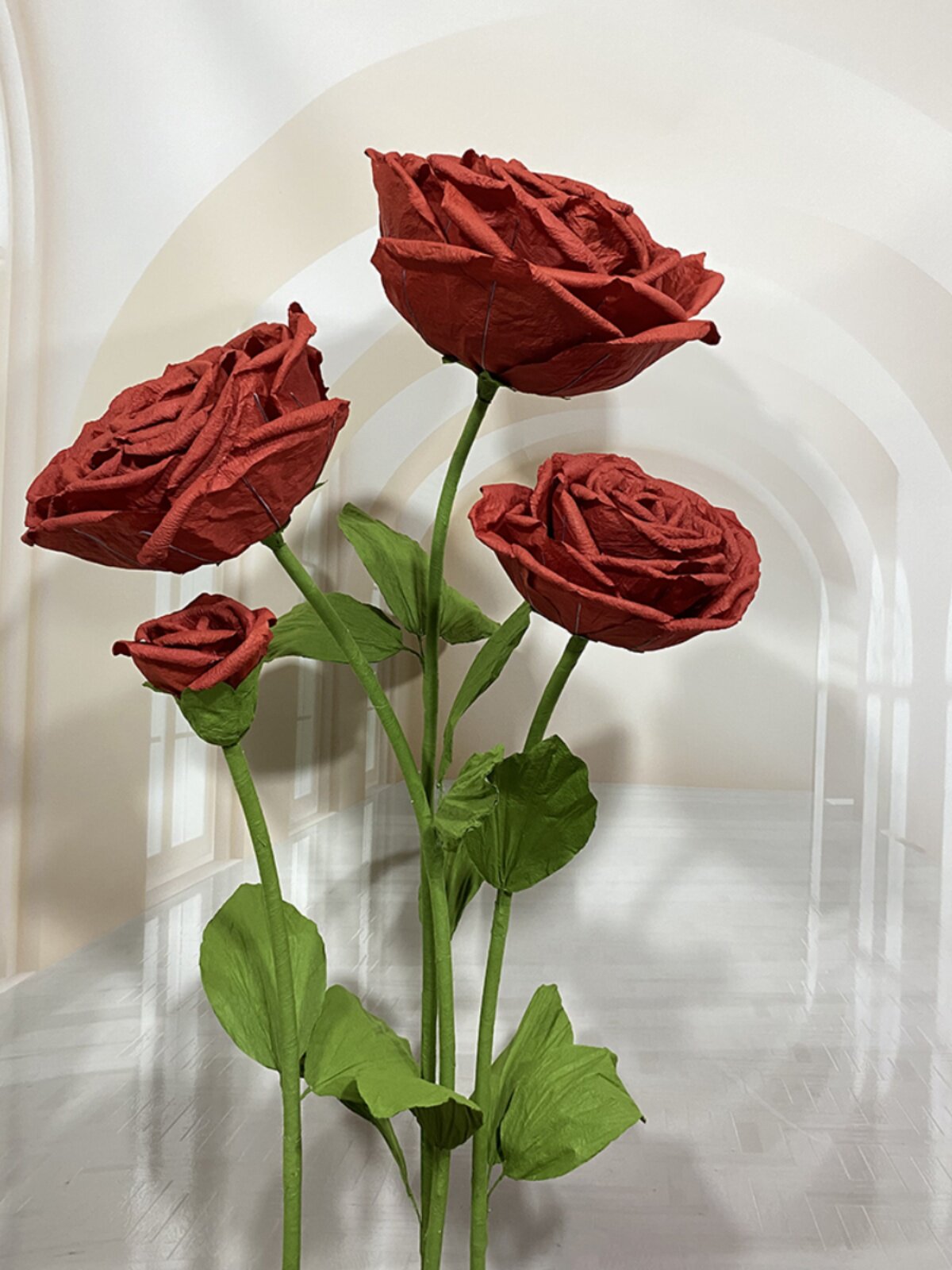 纸艺玫瑰花套装婚庆道具求婚场地布置假花美陈橱窗装饰花来图定做