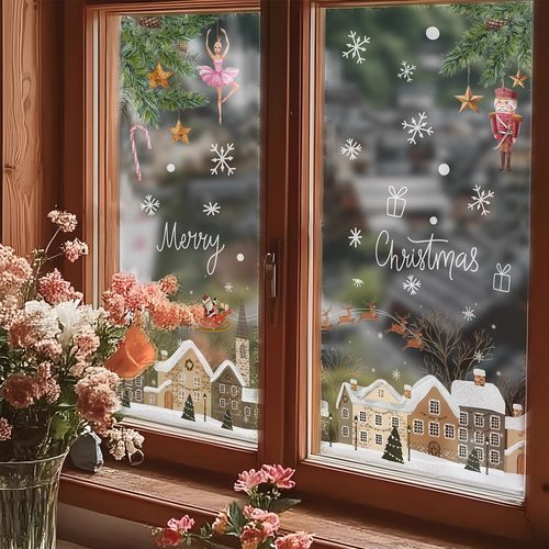 胡桃夹子圣诞节装饰玻璃贴纸