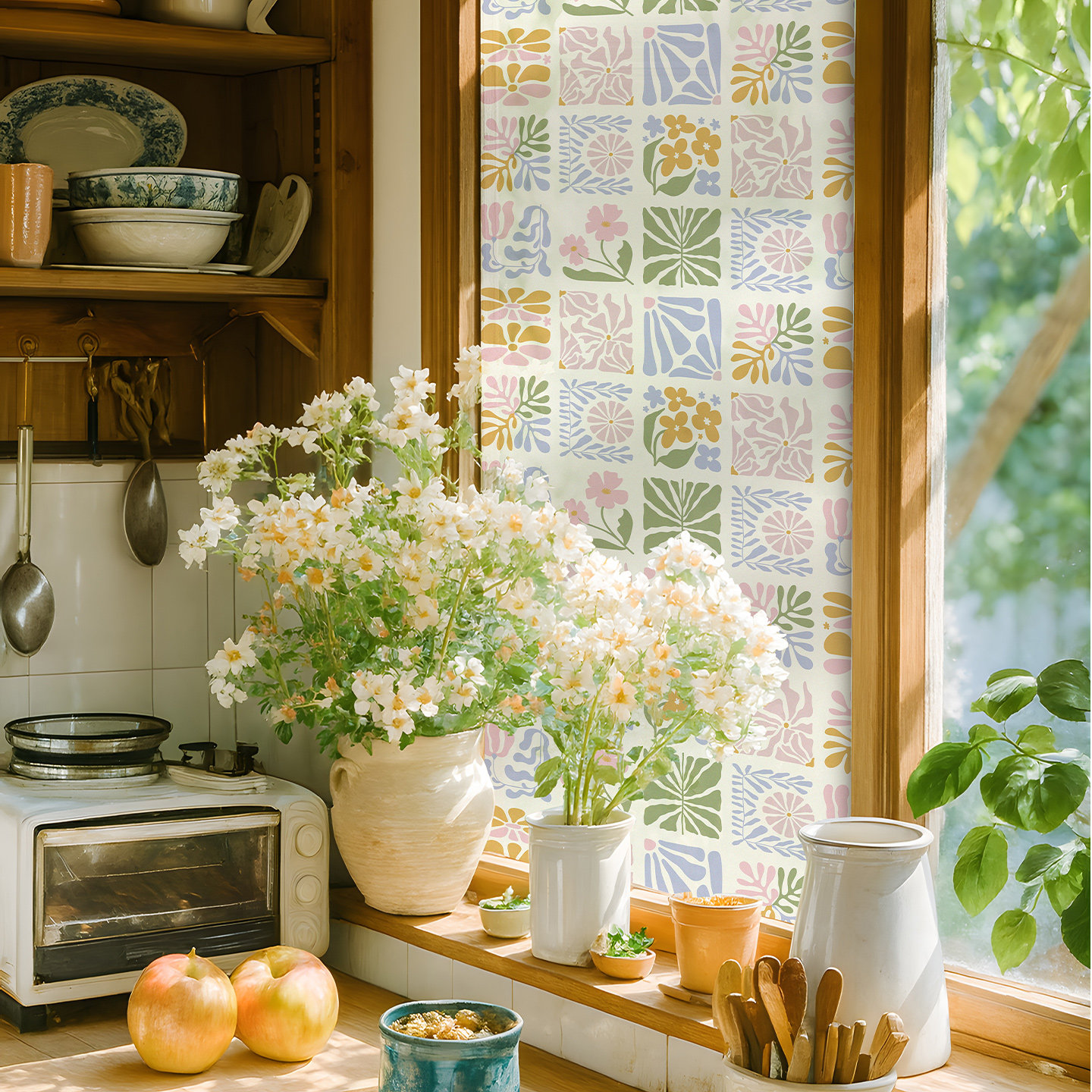 马蒂斯窗户玻璃贴纸法式复古客厅装饰飘窗贴膜透光不透明阳台窗花