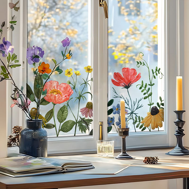 初夏花语窗户镜面静电免胶窗花