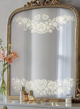 法式蕾丝镜子装饰贴纸咖啡馆橱窗户玻璃贴纸服装店布置双面窗花