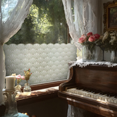 白色蕾丝窗户玻璃贴纸卧室客厅遮挡贴膜透光不透人法式 复古氛围感