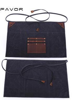 欧美复古帆布园艺围裙高端爆款半腰围裙复古防泼水工匠围裙