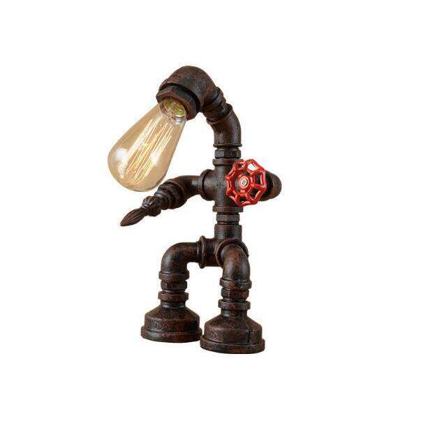 美式工业风怀旧酒吧餐厅复古铁艺创意卧室床头水管机器人调光台灯