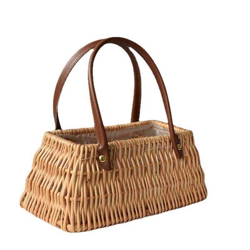 柳编插器柳编花篮花手提织藤编花篮小篮花盆伴编手礼篮子花艺田园