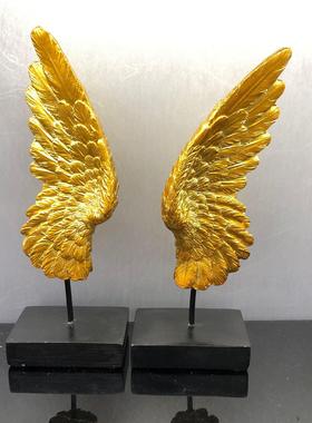 欧式复古古银色翅膀摆件雕塑树脂工艺品桌面装饰品外贸爆款