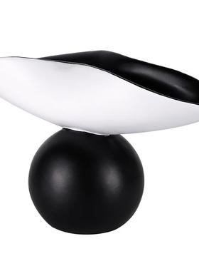 简约现代创意球形黑白拼色托盘客厅茶几摆设酒店艺术装饰几何摆件