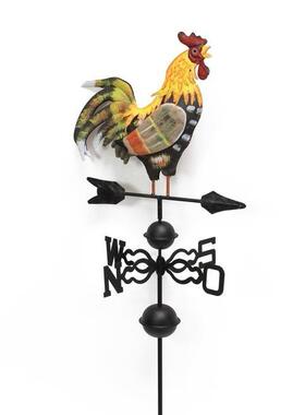 欧洲风格彩绘公鸡风向标花插乡村风格花园装饰