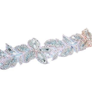 现货电脑珠绣水溶花边DIY机绣珍珠亮片蕾丝织带玻璃珠服装辅料