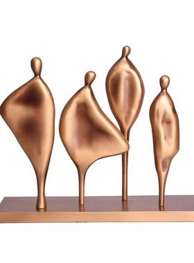 意式极简树脂抽象人物雕塑摆件样板房售楼部客厅电视柜茶几面饰品