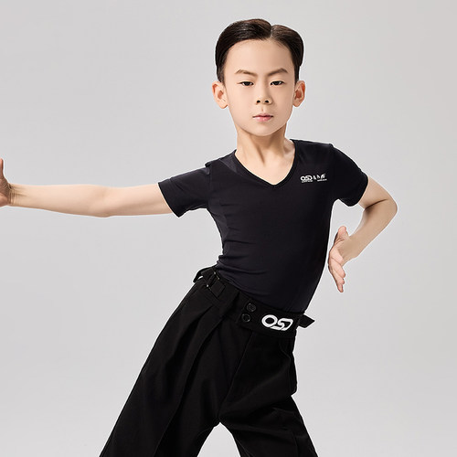 OSD舞服男童夏季运动系列少儿拉丁舞服练习服男生短袖套装舞蹈服