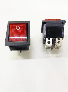 船型开关6/4脚2档红色带灯电源30A/16A 250VAC翘板开关启动开关