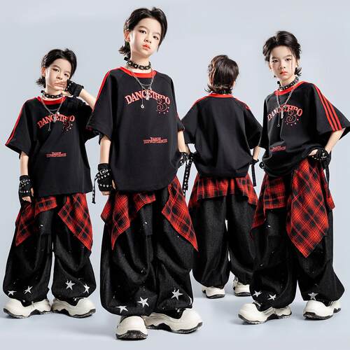 街舞儿童潮服男女童嘻哈hiphop舞台表演服套装幼儿爵士舞演出服