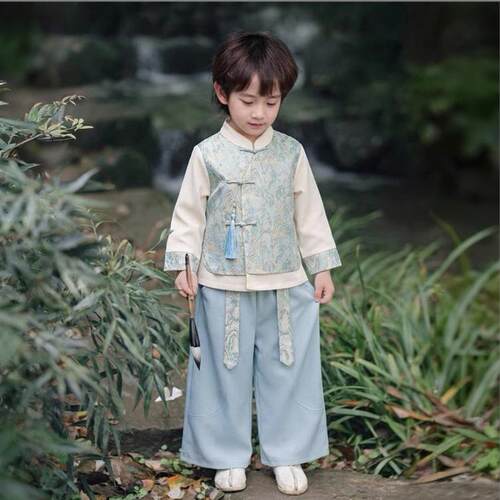 汉服男童夏季套装2026新款儿童新中式小少爷男孩帅气古装日常可穿
