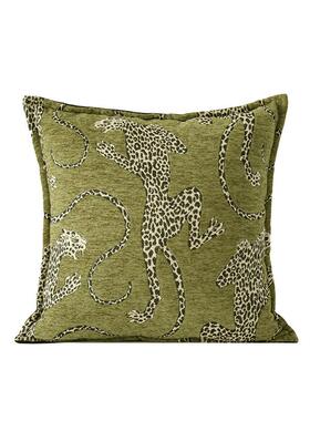 v5ha组合复古黑绿色系轻奢抱枕新中式刺绣竹纹抱枕民宿中古靠垫腰