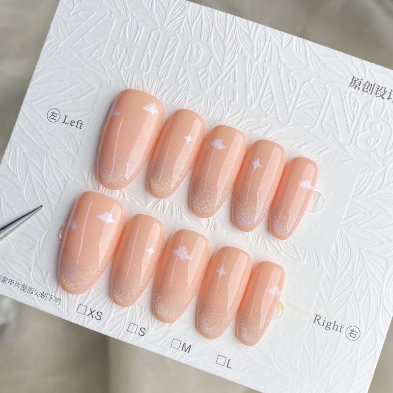 不撞款超显白新款原创纯手工穿戴甲手绘猫眼款高级感小众设计