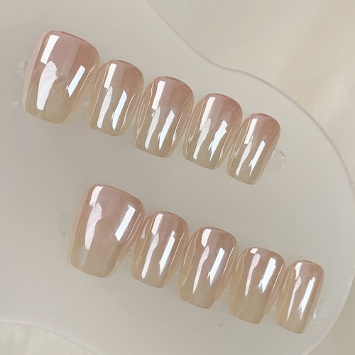 001101粉极光丨纯手工光疗穿戴定制美甲高级手绘可拆卸甲片