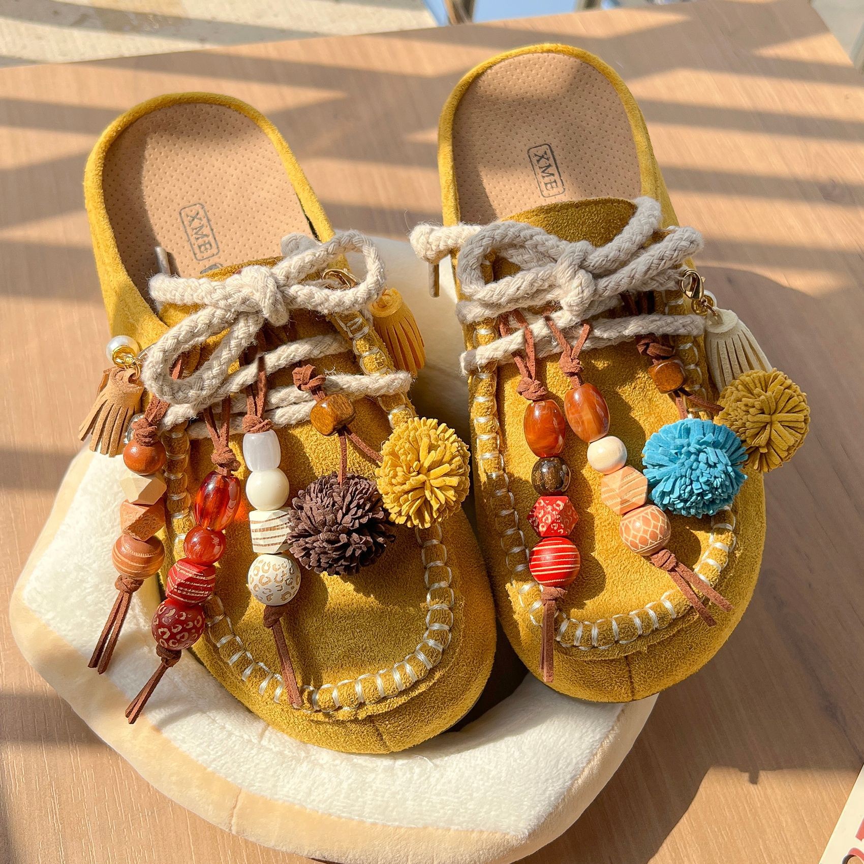 串珠鞋挂木珠松果花球挂饰