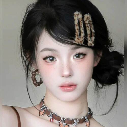 y2k千禧妆朋克豹纹发夹高颜值BB夹发卡夹子刘海卡子夹辣妹边夹