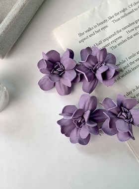 ins风韩版花朵发夹紫色头饰度假刘海气质甜美发卡感高侧边发饰女