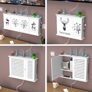 挂架无线路由器收纳盒电视墙网络遮挡装饰架子机顶北欧光纤猫箱子