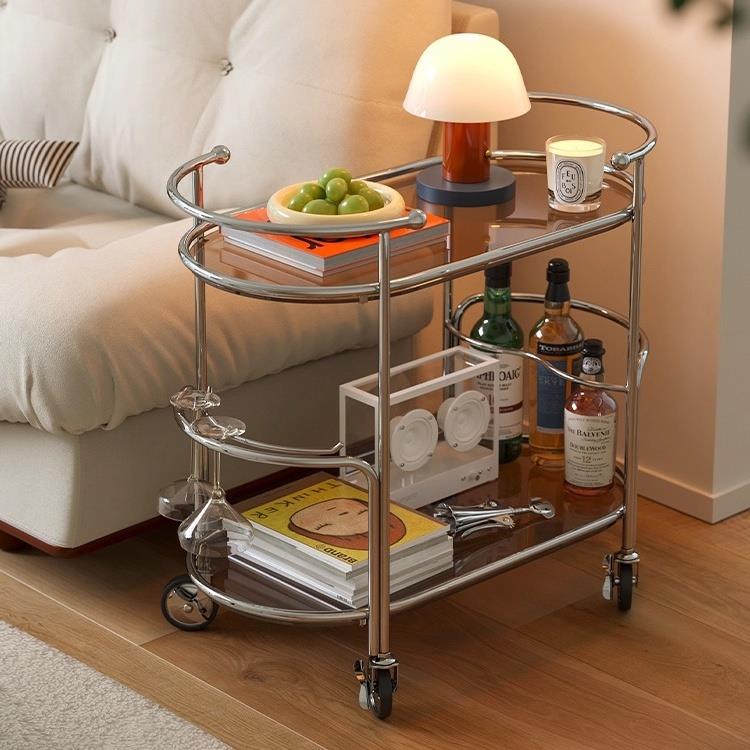可移动边几家用客厅轻奢高级感玻璃餐车创意小户型沙发小推车茶几
