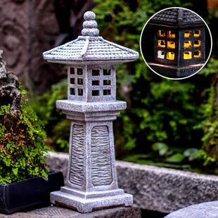 灯塔插电太阳能灯户外庭院禅意花园装饰别墅布置造景摆件宫灯石塔