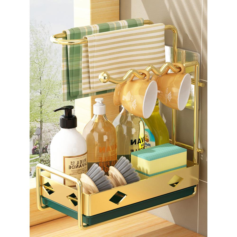 抹布架厨房水槽水池放海绵钢丝球百洁布洗洁精壁挂沥水篮置物架