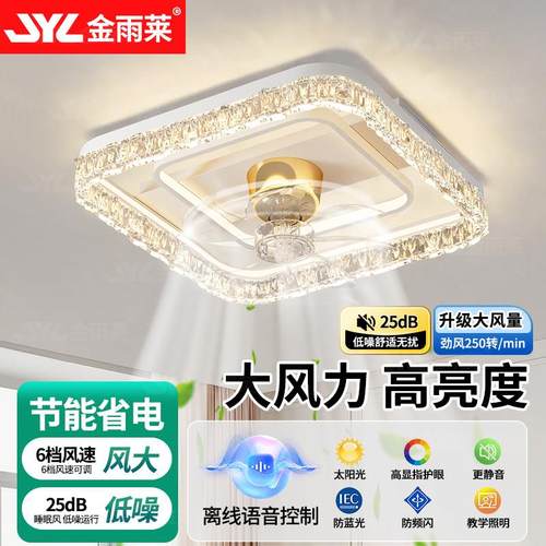 金雨莱2025年新款智能语音无叶风扇吸顶灯卧室餐厅吊扇灯中山灯具