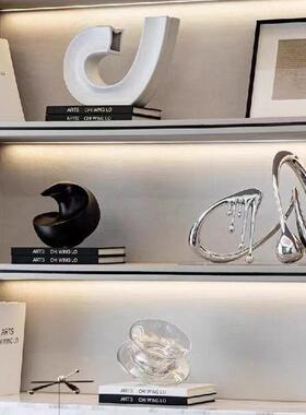 现代创意样板间书房书架书柜摆件售楼处展示柜电视柜高柜软装饰品