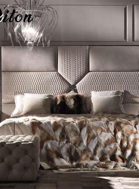 列星敦高端定制现代Roberto主卧家具1米5实木布艺床1.8米双人床