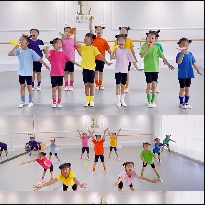 彩色纯棉男女儿童短袖恤短裤套装糖果色幼儿园运动会班服亲子装