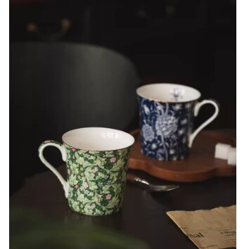 法式外单繁花骨瓷杯 马克杯子咖啡杯茶杯 把手水杯创意ins礼物欧