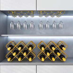 红酒架摆件轻奢高档葡萄酒置物架斜放红酒瓶的架子高脚杯架倒挂