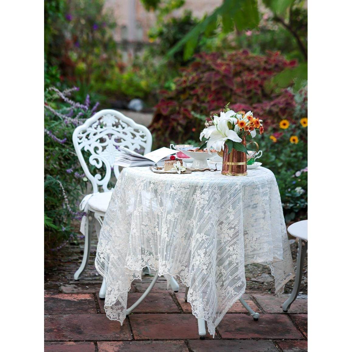 蕾丝桌布防水织物牡丹小姐欧美法式无障碍豪华户外圆桌餐垫长咖啡