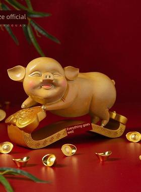 如意猪客厅房间铜猪可爱生肖猪摆件玄关家居装饰品创意礼品工艺品