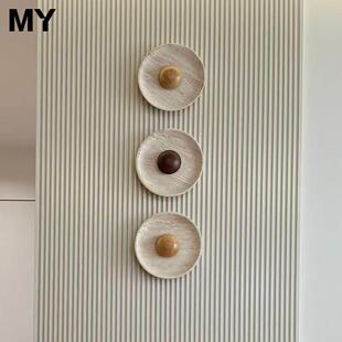 中古侘寂风餐厅民宿黄洞石圆形壁灯复古卧室床头过道楼梯氛围灯具