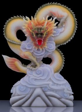 汉白玉十二生肖龙摆件家居饰品大号盘龙开业乔迁礼品金龙青龙摆设