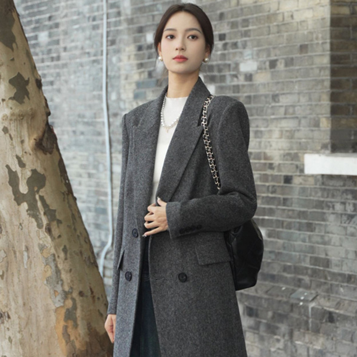 帕特纳经典翻领灰色羊毛大衣外套气质秋冬新款高级商务毛呢外套女,女装/女士精品,毛呢外套,淘宝优惠券,粉丝福利购,淘宝优惠卷