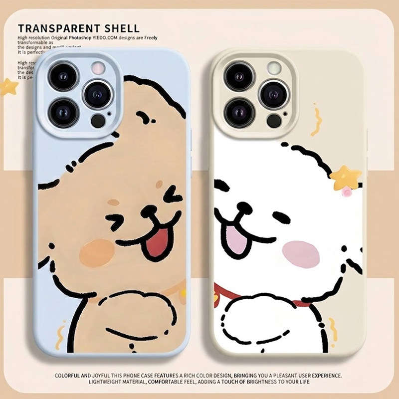 情侣贴贴小狗适用苹果16promax手机壳iPhone17小米15新款14卡通13华为mate70可爱pura80硅胶12荣耀vivo套OPPO