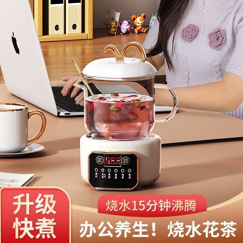 办公室电热杯养生杯小型加热水杯养生壶迷你型一人烧水花茶玻璃壶
